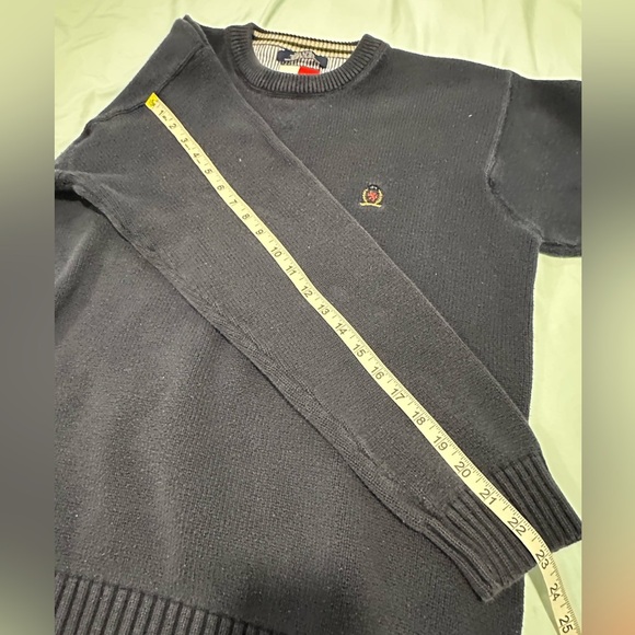 VTG 90s Tommy Hilfiger Navy Crew Neck Heavy Cotton Pullover Sweater Men's Sz XL. - Picture 5 of 14